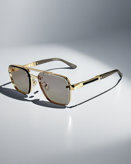 Men's Square Sunglasses with a Double Metal Bridge