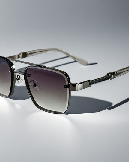 Men's Square Sunglasses with a Double Metal Bridge