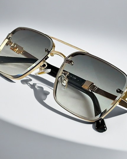 Men's Square Sunglasses with a Double Metal Bridge