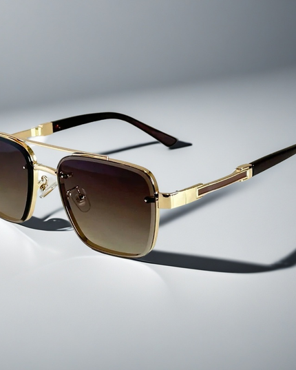 Men's Square Sunglasses with a Double Metal Bridge