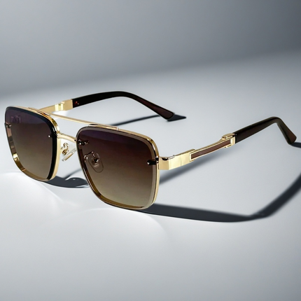 Men's Square Sunglasses with a Double Metal Bridge