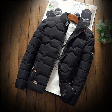 Men's Stand-Collar Jacket with Channel Quilting