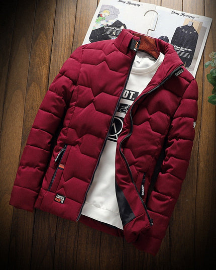 Men's Stand-Collar Jacket with Channel Quilting