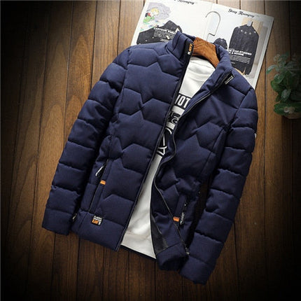 Men's Stand-Collar Jacket with Channel Quilting