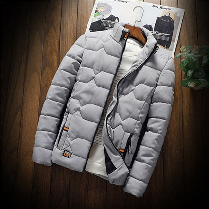 Men's Stand-Collar Jacket with Channel Quilting