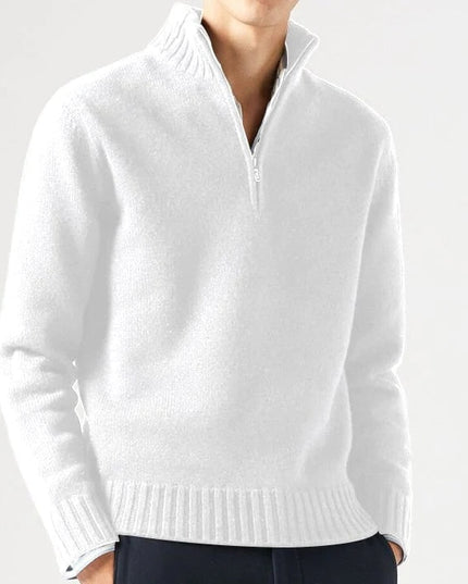 Men's Stand-Collar Sweater with a Half-Length Zip