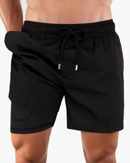 Men's Swim Shorts with a Tropical Print and Hidden Pocket