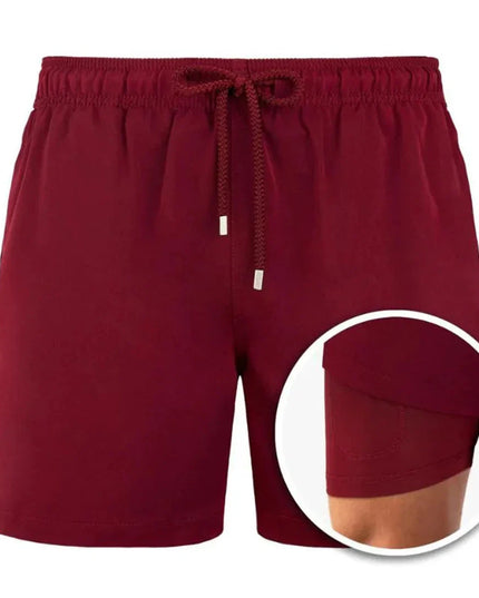 Men's Swim Shorts with a Tropical Print and Hidden Pocket