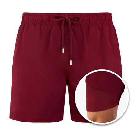 Men's Swim Shorts with a Tropical Print and Hidden Pocket