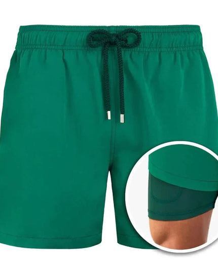 Men's Swim Shorts with a Tropical Print and Hidden Pocket