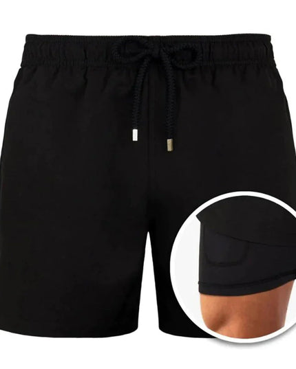Men's Swim Shorts with a Tropical Print and Hidden Pocket