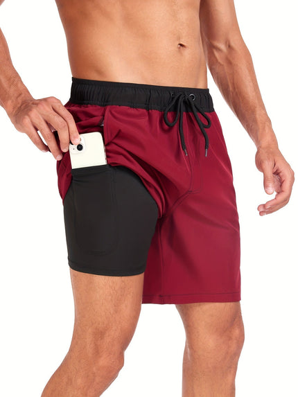 Men's Swim Shorts with Built-In Liner and Phone Pocket