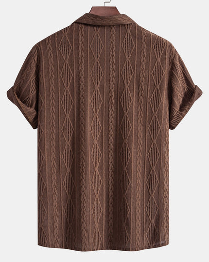 Men's Textured Camp Collar Short Sleeve Summer Shirt