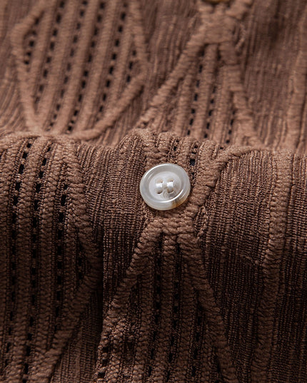 Men's Textured Camp Collar Short Sleeve Summer Shirt