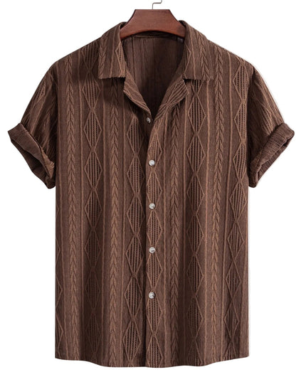 Men's Textured Camp Collar Short Sleeve Summer Shirt