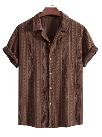 Men's Textured Camp Collar Short Sleeve Summer Shirt