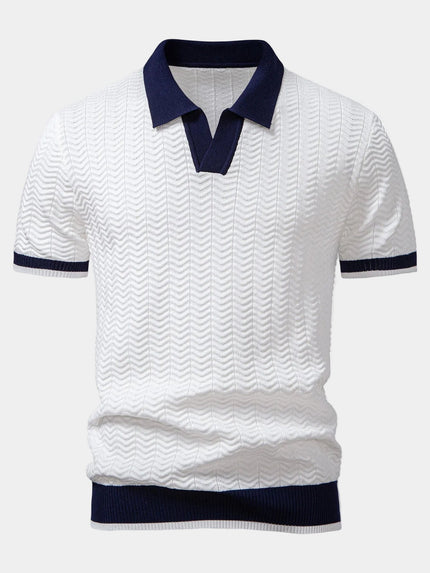 Men's Textured Knit Polo with a Contrast Collar