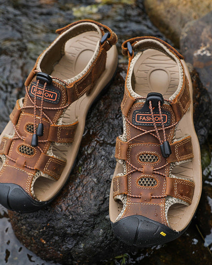 Men's Toggle-Lace Sandals with a Protective Toe Cap