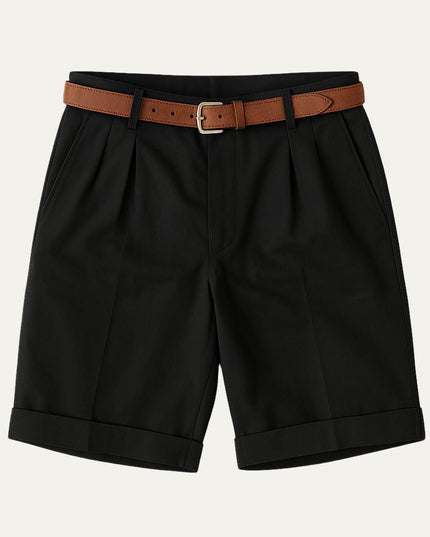 Men's Turn-Up Cuff Shorts with a Pleated Front