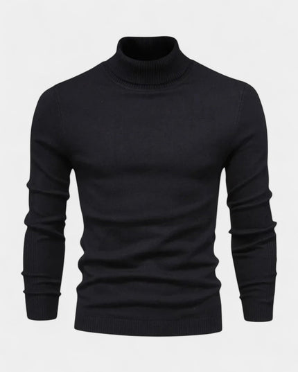 Men's Turtleneck Pullover in a Slim, Ribbed Knit