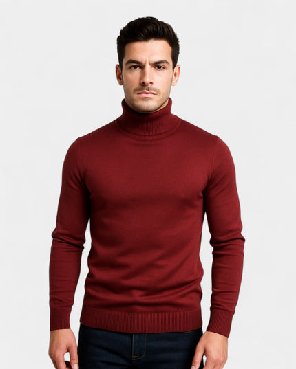 Men's Turtleneck Pullover in a Slim, Ribbed Knit