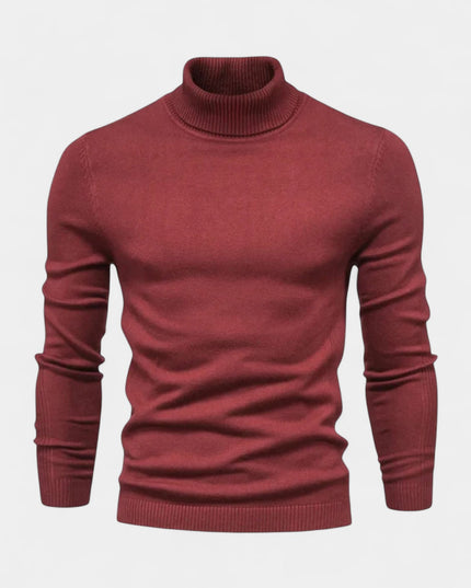 Men's Turtleneck Pullover in a Slim, Ribbed Knit