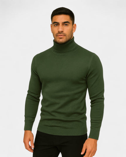 Men's Turtleneck Pullover in a Slim, Ribbed Knit