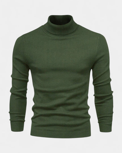 Men's Turtleneck Pullover in a Slim, Ribbed Knit