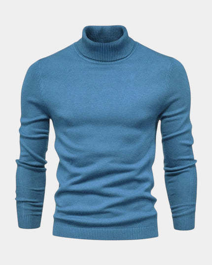 Men's Turtleneck Pullover in a Slim, Ribbed Knit