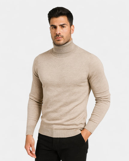 Men's Turtleneck Pullover in a Slim, Ribbed Knit