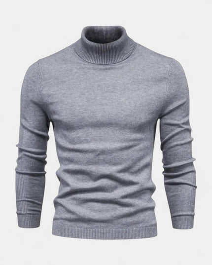 Men's Turtleneck Pullover in a Slim, Ribbed Knit