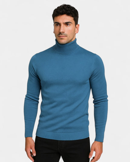 Men's Turtleneck Pullover in a Slim, Ribbed Knit