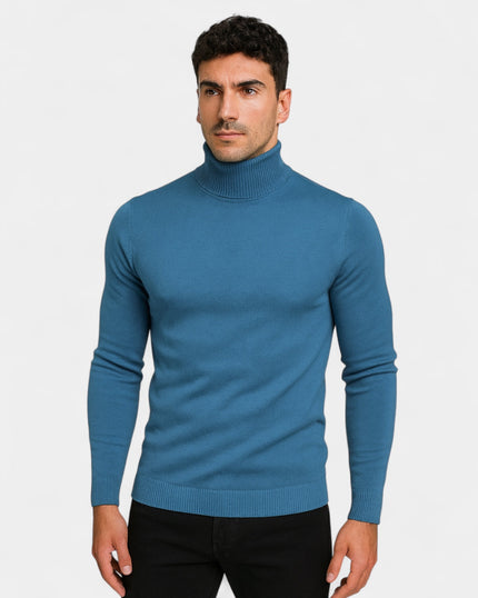 Men's Turtleneck Pullover in a Slim, Ribbed Knit