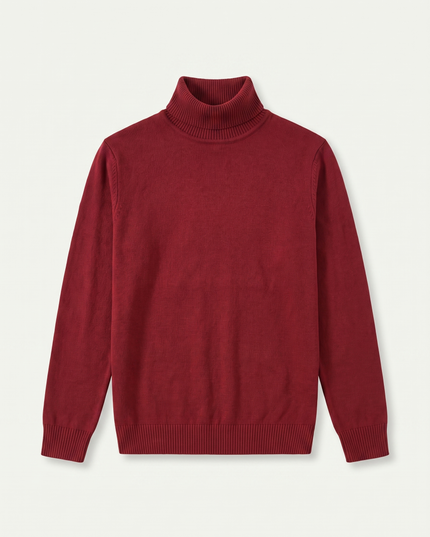 Men's Turtleneck Sweater with Ribbed Cuffs