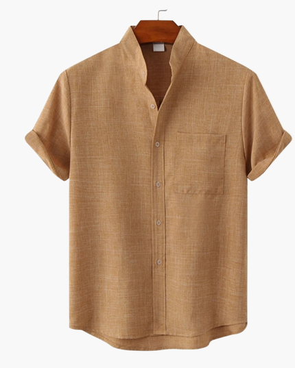Men's Two-Piece Set with a Collared Shirt and Shorts