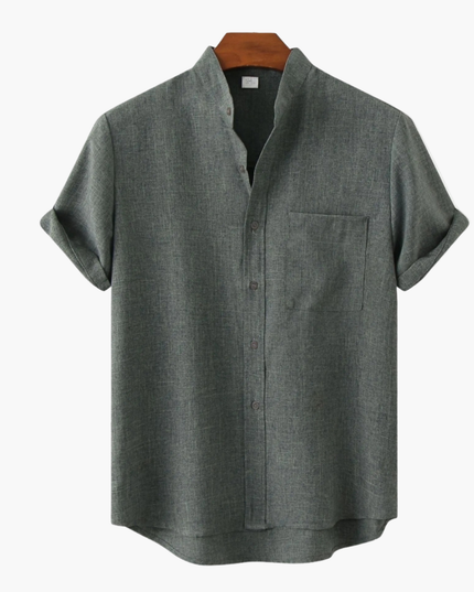 Men's Two-Piece Set with a Collared Shirt and Shorts
