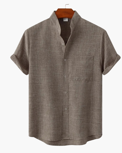 Men's Two-Piece Set with a Collared Shirt and Shorts