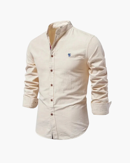 Men's Two-Piece Set with a Mandarin Collar Shirt and Shorts