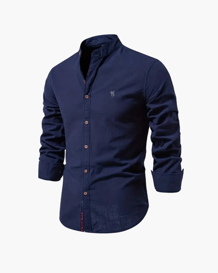Men's Two-Piece Set with a Mandarin Collar Shirt and Shorts
