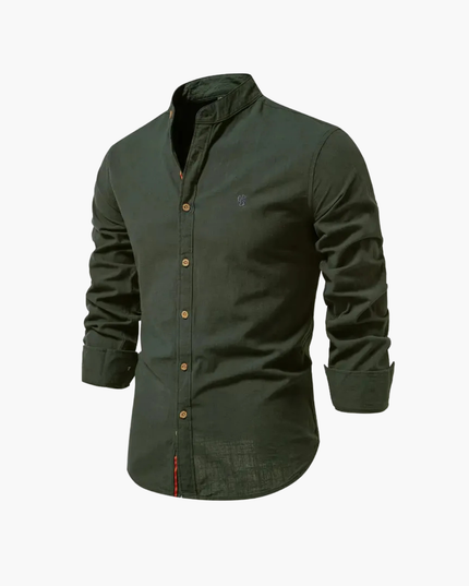 Men's Two-Piece Set with a Mandarin Collar Shirt and Shorts
