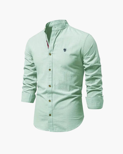 Men's Two-Piece Set with a Mandarin Collar Shirt and Shorts
