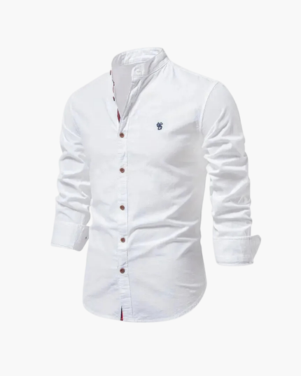Men's Two-Piece Set with a Mandarin Collar Shirt and Shorts