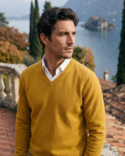 Men's V Neck Sweater with a Lightweight Knit