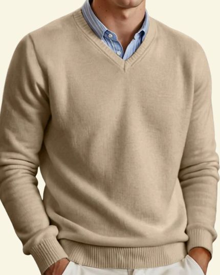 Men's V Neck Sweater with a Lightweight Knit