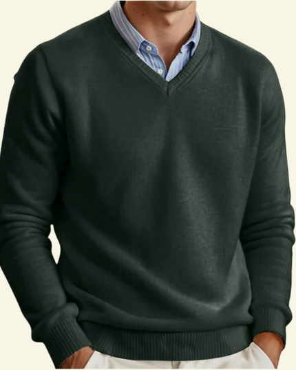 Men's V Neck Sweater with a Lightweight Knit