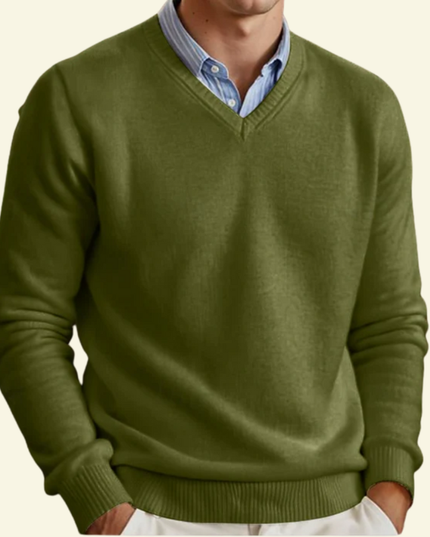 Men's V Neck Sweater with a Lightweight Knit