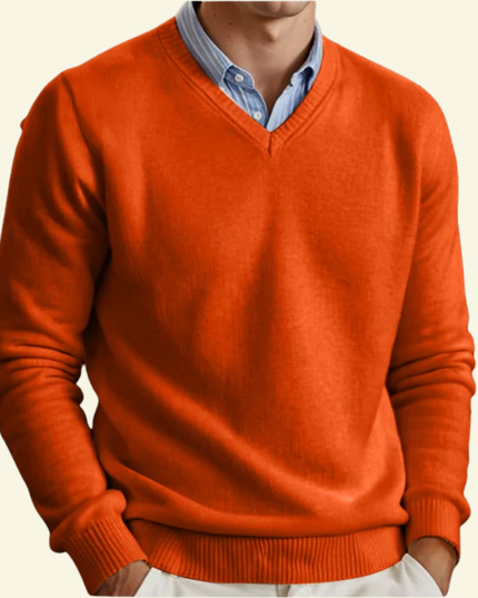 Men's V Neck Sweater with a Lightweight Knit
