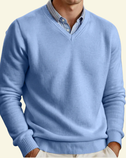Men's V Neck Sweater with a Lightweight Knit