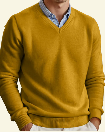 Men's V Neck Sweater with a Lightweight Knit