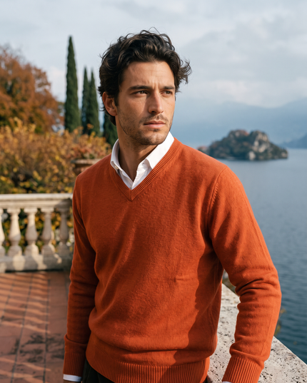 Men's V Neck Sweater with a Lightweight Knit
